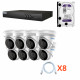 Kit de 8 caméras de surveillance dôme haute définition filaire